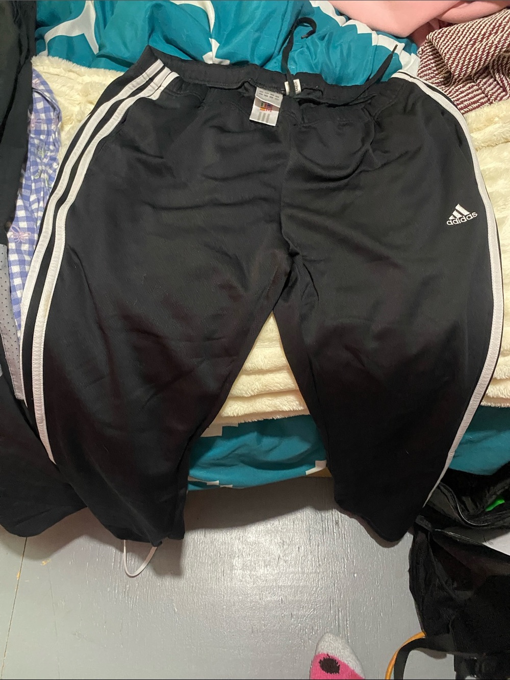 adidas Black Sweatpants with White Side Stripes